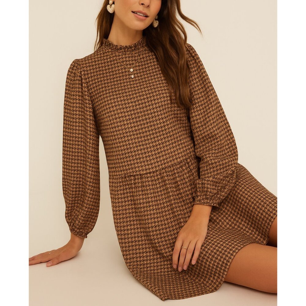 52seven NWT $74 Dress Mock Neck Sweater Dress Hachi Fabric Pleated Skirt Size L